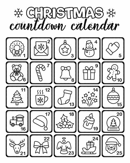 Christmas Countdown Calendar Coloring Page | crayola.com Countdown Till Christmas, Calendar Images, Crayola Coloring Pages, Advent Calendars For Kids, Christmas Countdown Calendar, Coloring Images, Coloring Calendar, Advent Calenders, Home Architecture