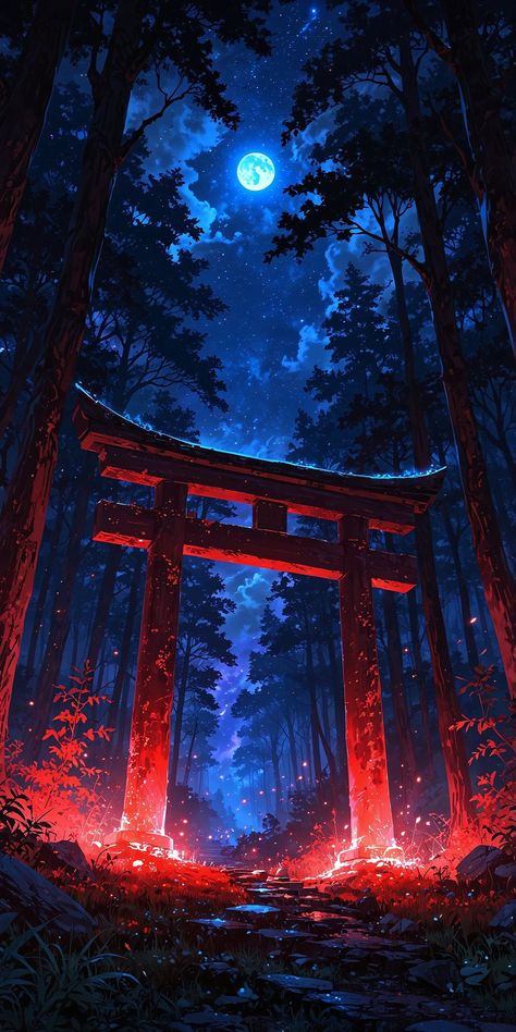 Guerriero Samurai, Magic Night, Samurai Wallpaper, Desktop Wallpaper Art, Japon Illustration, Cool Anime Backgrounds, Abstract Art Wallpaper, Dark Phone Wallpapers, Fantasy Places