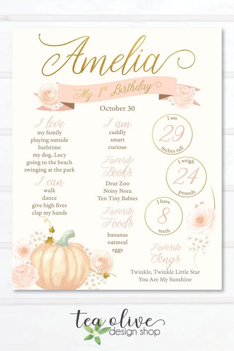 One Sweet Pumpkin Birthday, October 1st Birthday Girl, Fall 1st Birthday Girl Themes, Our Pumpkin Is One, October First Birthday Girl, Fall First Birthday Girl, Pumpkin First Birthday Girl, First Birthday Activities, Thanksgiving Birthday Parties