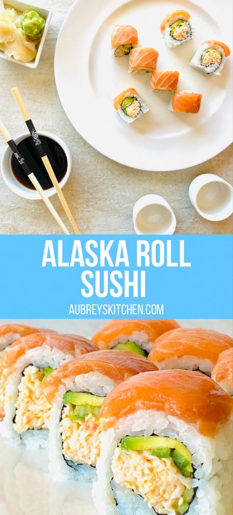 Looking for a fun appetizer or dinner? Curious how to make homemade sushi? This Alaska roll sushi is a delicious and light appetizer or dinner preparation. Alaska roll sushi ingredients are easy to find and making sushi at home is easier than you think! Alaska Roll Sushi, Home Sushi Recipe, How To Make Sushi With Bazooka, Basic Sushi Rolls, Diy Sushi Recipes, Philly Sushi Roll, Salmon Sushi Rolls Recipes, Make Sushi At Home, Best Sushi Recipes