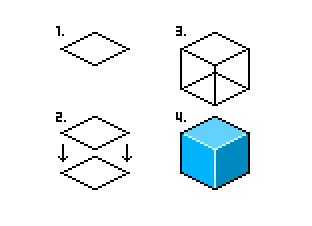 Pixel Art Shapes, Isometric Pixel Art Tutorials, Pixel Art Isometric, Isometric Pixel Art, Isometric Pixel, Isometric Cube, Art Cube, Pixel Art Tutorial, Art Rules