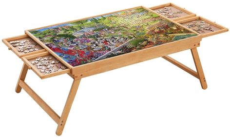 AmazonSmile: 1500 Piece Puzzle Board with Folding Legs and 4 Drawers, 34" x 26" Wooden Puzzle Table, Smooth Fiberboard Work Surface, Puzzle Tables for Adults, Puzzle Table, Portable Folding Puzzle Tray : Toys & Games Puzzle Tables, Puzzle Tray, Table For Bed, Jigsaw Puzzle Table, 2000 Piece Puzzle, Puzzle Storage, Puzzle Table, Diy Puzzles, Foldable Table