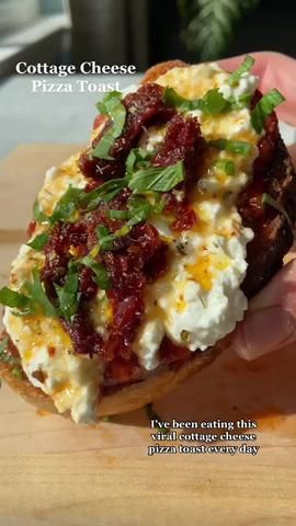 We all see cottage cheese having a moment and i am here for it! I used... | Cottage Cheese Toast | TikTok Cottage Cheese And Marinara, Cottage Cheese Egg Sandwich, Cottage Cheese Breakfast Toast, Cottage Cheese Pizza Toast, Cottage Cheese Toast Ideas, Good Culture Cottage Cheese Recipes, Cottage Cheese Toast Breakfast Ideas, Cottage Cheese Toppings, Cottage Cheese On Toast