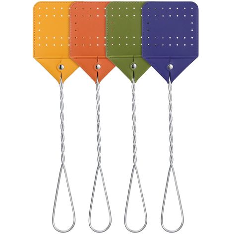 4 Pieces Leather Fly Swatter Long Handle Manual Swat Metal Handle Flyswatter Colorful Rustic Fly Swatter for Kitchen Home Ind Leather Fly Swatter, Fly Swatters, Colorful Rustic, Fly Swatter, Home Indoor, Colors Orange, Yellow Purple, Kitchen Colors, Kitchen Home