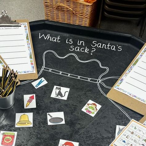 Miss B ✨ on Instagram: "Challenges 🏔 this week: ▫️ Write a list of items in Santa’s sack (shoutout to @miss_a_year1 for the sack drawing 😉) ▪️ Reveal a number, can you find one less? ▫️ Decorate the Christmas trees 🎄 ✨ #continuousprovision #eyfs #earlyyears #playingislearning #enablingenvironment #everydayplayhacks #handsonlearning #invitationtoplay #earlyyearsenvironment #winninginprovision #inspire_play_learn #teachergram #passionforprovision #learningwiththesmalls #eyfsideas #eyfsteacher #playinprovision #playandlearntoday #magicofprovision #earlyyearsplayshare #earlyyearsplay #letsshareourplay #phonicsactivities #playislearning #phonics #phonicsfun #earlyreading #markmaking #mathsskills #finemotorskills" Christmas Activities For Reception, Polar Express Activities Eyfs, Christmas Writing Eyfs, Christmas Enhanced Provision, Christmas Writing Challenge, Phonics Christmas Activities, St Andrews Day Activities Eyfs, Dear Santa Book Activities Eyfs, Jolly Christmas Postman Eyfs