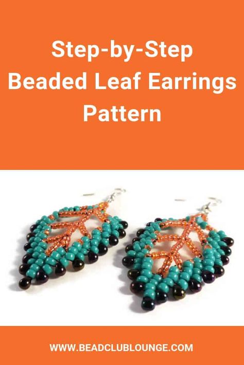 Seed Bead Tutorials, Seed Bead Bracelet Patterns, Motifs Perler, Beaded Earrings Tutorials, Beaded Leaf, Seed Bead Patterns, Bead Weaving Patterns, Seed Bead Tutorial, Beaded Earrings Patterns