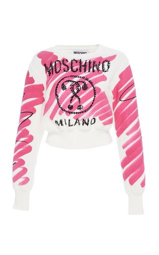 Velour Sweatshirt, Moschino Fashion, Graphic Print Shirt, Printed Joggers, Foto Ideas Instagram, Kpop Outfits, Crop Sweatshirt, Looks Style, Lookbook Outfits