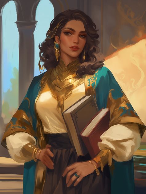 Noble Woman Character Design, Dnd Princess Art, Dnd Human Character Art, Female Cleric Dnd, Rich Character Design, Female Wizard Character Design, Female Wizard Art, Noble Woman Art, Bard Dnd Character Design