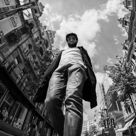 These Street Portraits Were Shot From Below with an Ultra-Wide 8mm Lens Fisheye Photography, Wide Angle Photography, Perspective Photos, Street Portraits, Fisheye Lens, Perspective Photography, Street Portrait, Perspective Art, Fish Eye Lens