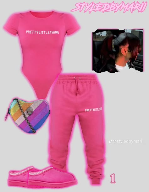 Bck 2 School Outfits, Rod Wave Concert Outfit Ideas Baddie, Pink And Black Baddie Outfit, Nicki Minaj Concert Outfit Ideas Pink, Curve Outfits Plus Size, Cute Pink Streetwear Outfits, Pink Aaliyah Core Outfits, Pretty Little Thing, Y2k Fashion Pink Baddie