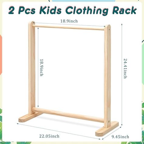 Amazon.com: Barydat 2 Pcs Kids Clothing Rack Kids Dress Up Rack Wood Child Garment Rack 22.1" W x 9.5" D x 24.4" H Kid's Clothes Hanger Wooden Clothes Organizer for Home Bedroom Living Room Clothing Store : Home & Kitchen Kids Costume Organizer, Diy Dress Up Rack, Dress Up Rack, Dress Up Storage, Kids Clothing Rack, Fair Booth, Craft Fairs Booth, Diy Costumes Kids, Clothes Organizer