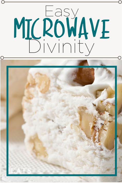 Easy Divinity Recipe Microwave, Microwave Divinity Easy, No Fail Divinity Recipe, Easy Divinity Recipe, Microwave Divinity, Divinity Recipe, Divinity Candy, Southern Desserts, Bake Sale