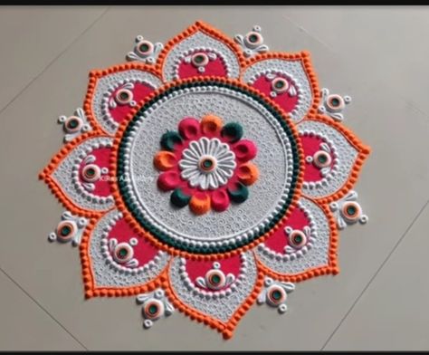 Simple Flower Rangoli, Rangoli Designs Simple Diwali, Big Rangoli, Big Rangoli Designs, Small Rangoli, Rangoli Designs Flower, Rangoli Designs Diwali, Flower Rangoli, Easy Rangoli Designs