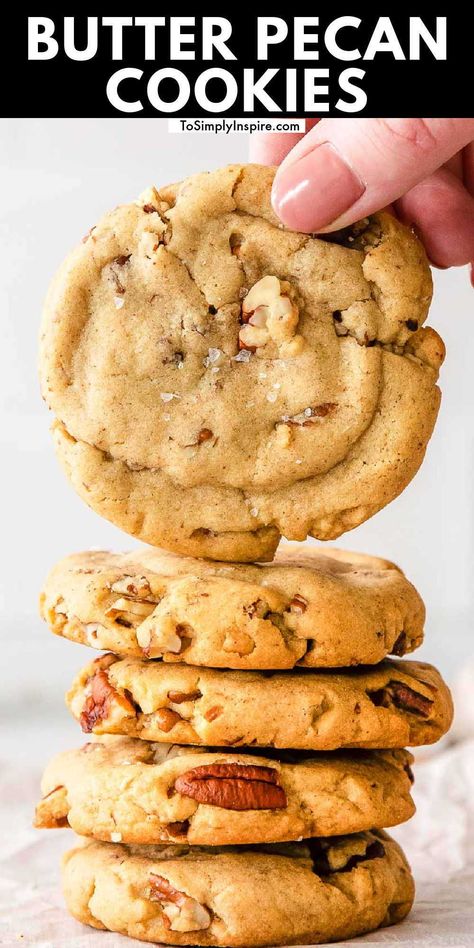 Pecan Chewy Cookies, Cookie Combo Ideas, Island Cookies Recipe, Recipes Using Pecans Desserts, Pecan Sugar Cookies With Brown Butter Icing, Easy Baking Cookies, Not So Sweet Cookies, Browned Butter Pecan Cookies, Christmas Pecan Cookies