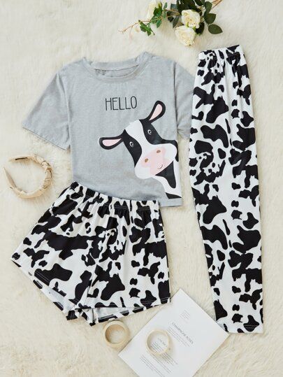 Cow Print Shorts, Cow Outfits, Cute Pjs, Western Wear Outfits, Cute Country Outfits, Cute Pajama Sets, Cute Pajamas, Shorts Pants, Cow Pattern