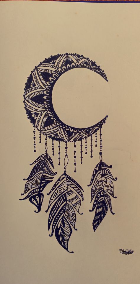 Half Moon Dream Catcher, Moon Dream Catcher, Dreamcatcher Tattoo, Half Moon, Dream Catcher, Arts And Crafts, Moon, Tattoos, Art