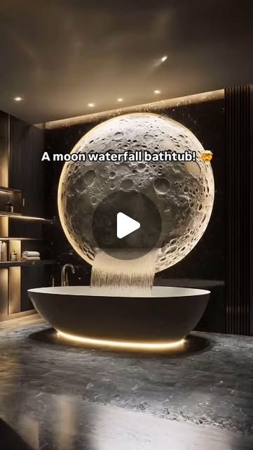 Bath House Aesthetic, 2 Person Bathtub, Crystal Bathtub, Moon Waterfall, Moon Bathroom, Waterfall Bathtub, Spa Bathrooms, Spa Bathroom, Wellness Inspiration