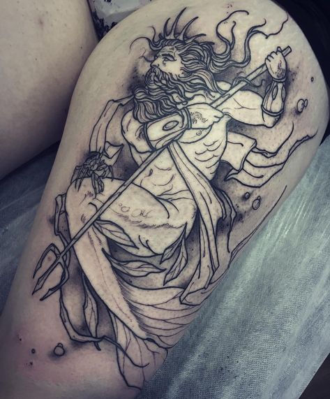 Tattooist/owner at @darkcloudelectric in Fitzroy, Melbourne. Australia. For appointments email dean.kalcoff@gmail. Poseidon Tattoos, Orion Tattoo, Trident Tattoo, Poseidon Tattoo, King Triton, Mermaid Tattoo Designs, Octopus Tattoos, Instagram King, Geniale Tattoos