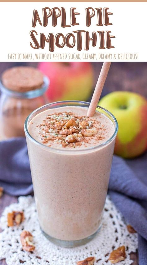 This Apple Pie Smoothie tastes just like real apple pie. It's sweet and extra delicious, filled with apple freshness and wonderful seasonal spices. ----- #smoothie #healthylifestyle #healthybreakfast #breakfast #breakfastideas #smoothierecipe #recipe #recipeideas #recipeoftheday #healthysmoothies #apple #appleseason #applesmoothie #breakfastsmoothie #smoothies #applepie #cinnamon Healthy Apple Pie Smoothie, Apple Smoothie Recipes, Healthy Oats, Healthy Apple Pie, Apple Pie Smoothie, Cinnamon Breakfast, Apple Cinnamon Oatmeal, Perfect Healthy Breakfast, Oat Smoothie