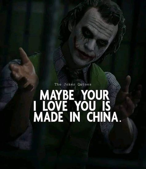 Joker Love Quotes, Bad Attitude Quotes, Harley Quinn Quotes, Villain Quote, Gangsta Quotes, Positive Attitude Quotes, Strong Mind Quotes, Savage Quotes, Joker Is