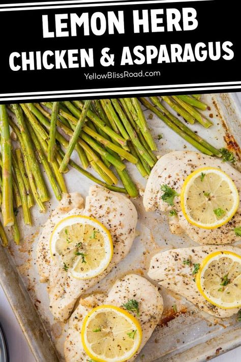 This Lemon Herb Chicken & Asparagus Sheet Pan Dinner is a delicious and healthy one pan meal that is perfect for busy weeknights that's ready in 30 minutes! Healthy Recipes For One, Easy Dinner Plans, Buzzfeed Recipes, Chicken And Asparagus, Glutenfree Recipe, Lemon Herb Chicken, Recipes For One, Easy Sheet Pan Dinners, Budget Cooking