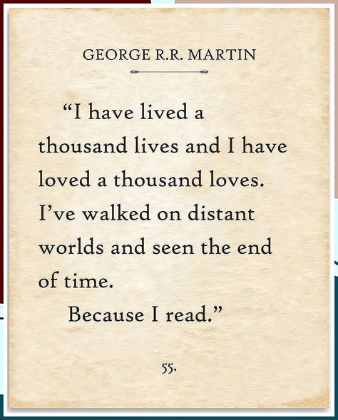 George R.R. Martin - I Have Lived A Thousand Lives - 11x14 Unframed Typography Book Page Print - Great Gift and Decor for Library, Classroom and Home Under $15 Library Classroom, Typography Book, George R R Martin, Book Page, Typography, Quotes, Design