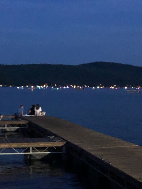 Dock At Night Aesthetic, Lake Aesthetics Night, Dock Aesthetic Lake, Lakeside Summer Aesthetic, Lake Dock Aesthetic, Night Lake Aesthetic, Dock At Night, Beach Dock, Summer Lake House Aesthetic