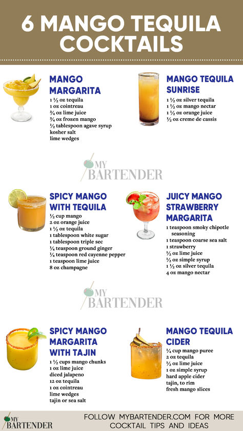 Mango Tequila Cocktails Cocktail With Tequila, Mix Drinks With Tequila, Batch Cocktails Tequila, Mango Alcoholic Drinks, Drinks With Tequila, Tequila Drinks At The Bar, Mix Drinks With Tequila Easy, Mix Drinks Alcoholic Tequila, Easy Tequila Drinks Simple Cocktail Recipes