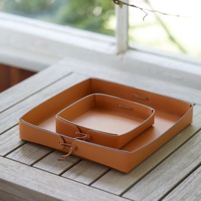 Home - Décor + Tabletop - DÉCOR - Mudroom - Terrain Diy Leather Tray, Leather Trays, Diy Pedestal, Wall Plant Hanger, Leather Basket, Leather Patterns, Leather Anniversary Gift, Leather Tray, Leather Anniversary