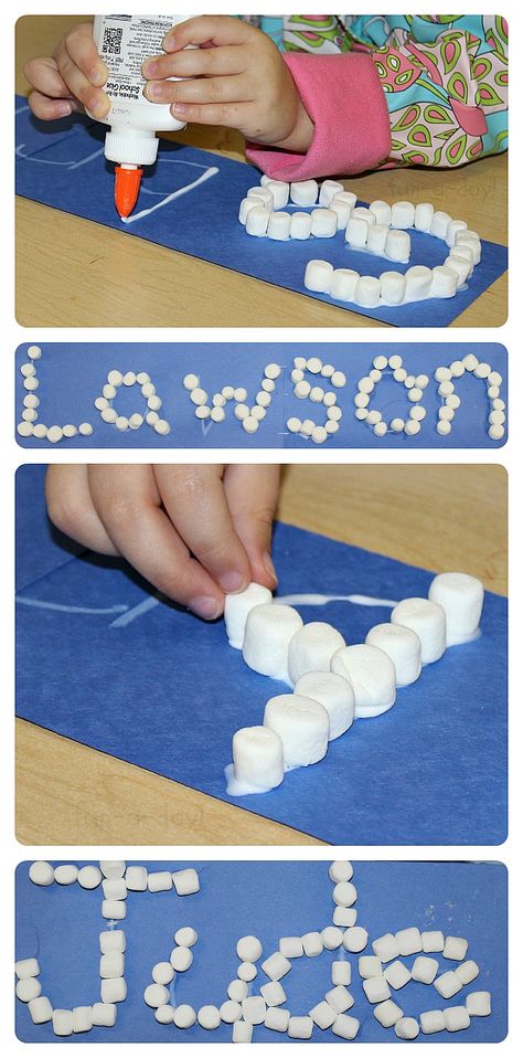 Marshmallow Names from www.fun-a-day - A FUN way for kiddos to learn about their names this winter! Marshmallow Crafts, Preschool Names, Winter Activities Preschool, January Crafts, Pre K Activities, Winter Preschool, Daycare Crafts, Winter Crafts For Kids, Icarly