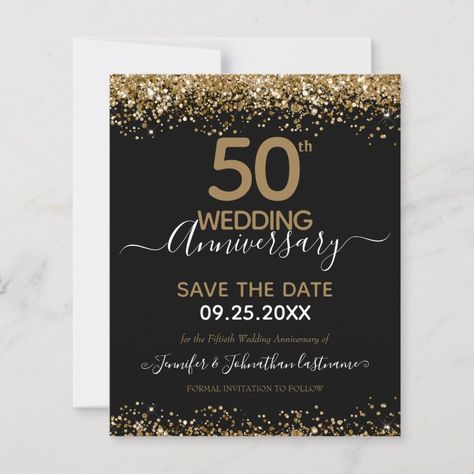 50th Wedding Anniversary Save the Date Budget  Zazzle 50th Birthday Save The Date, Birthday Party Budget, Birthday Save The Date, Party Budget, Black And Gold Invitations, 80th Birthday Invitations, 50th Birthday Party Invitations, Budget Party, 60th Birthday Invitations