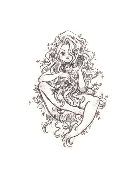 Fantasy Line Drawing, Curly Hair Fairy Tattoo, Pixie Drawing Fairy Art, Fairy Hair Drawing, Forest Fairy Drawing, How To Draw A Fairy, Fairy Art Drawing Sketches Beautiful, Cute Fairy Drawings, Drawings Of Fairies