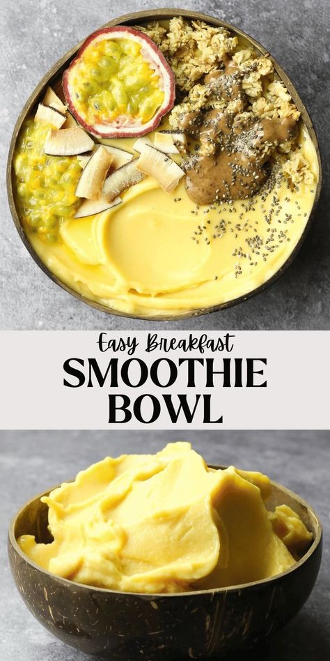 easy breakfast smoothie bowl Vegan Smoothie Bowl Recipes, Fruit Smoothie Bowl, Peanut Butter Smoothie Bowl, Smoothie Bowl Toppings, Plant Based Smoothies, Chocolate Smoothie Bowl, Easy Breakfast Smoothies, Mango Smoothie Bowl, Vegan Smoothie Bowl