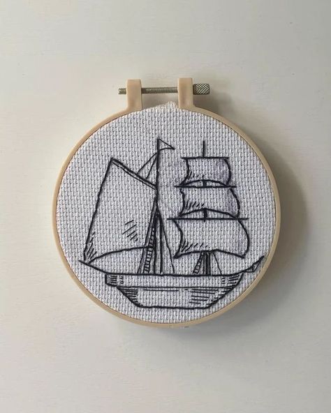 Boat Embroidery, Birthday Embroidery, Bedroom Painting, Embroidery Crafts, Embroidery Stitches Tutorial, Grandma Birthday, Embroidery Works, Embroidery Jewelry, Embroidery Craft