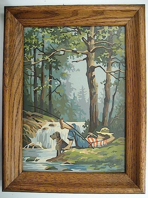 19K | Paint By Number Museum Beginner Acrylic Painting, Paint By Number Diy, Poster Color Painting, Lazy Afternoon, Vintage Style Art, Boy Fishing, Vacation Days, Acrylic Painting For Beginners, Creative Painting