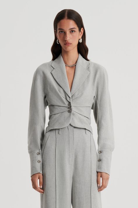 DRAPED TAILORED JACKET - PALE.GREY - Scanlan Theodore