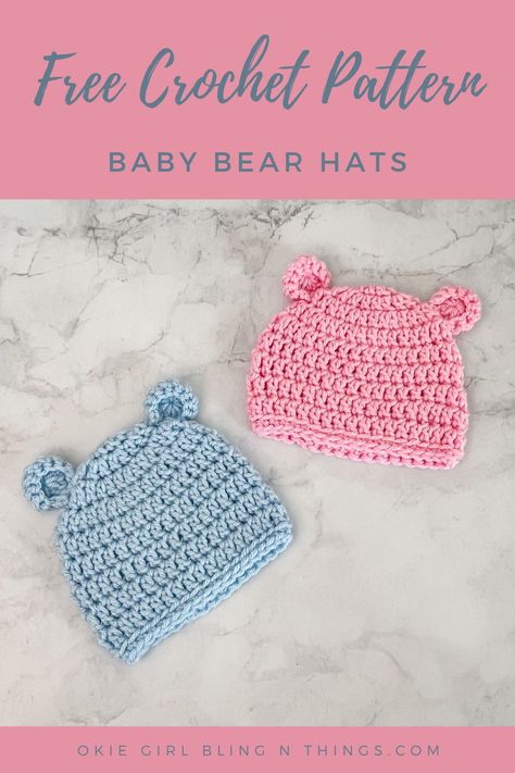 Baby bear Hat Crochet Pattern in 5 different sizes! All the way from Preemie to 12 months! Plus, the pattern is absolutely FREE! . . . #freecrochetpattern #babycrochetpattern #babyhat #crochetbabyhat Baby Hat Patterns Crochet Free, Preemie Crochet Hat Pattern, Free Crochet Pattern Newborn Hat, Crochet Hat 12 Months, Crochet Free Pattern Baby Hat, Crochet Baby Hat For Beginners, Free Crochet Baby Beenies, Crochet Hat For Newborn, Crochet Micro Preemie Hats Free Pattern