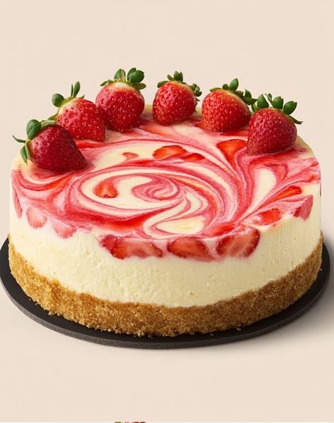 Strawberry Swirl Cheesecake - Recipessin Strawberry Swirl Cheesecake, Dehydrated Strawberries, Cake Bars Recipe, Cheesecake Ideas, New Desserts, Split Cake, Banana Split Cake, Strawberry Cheesecake Recipe, Swirl Cheesecake