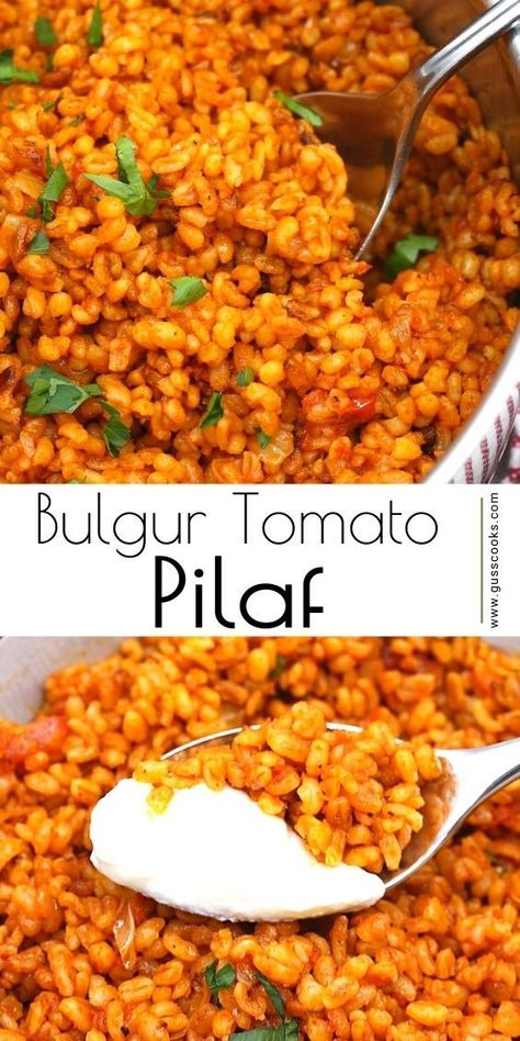 Tomato Bulgur Pilaf, Wheat Bulgar Recipes, Bulgar Wheat Pilaf, Cooking Bulgur Wheat, Bulgur Pilaf Recipes, Bulgar Rice Recipes, Bulgar Wheat Side Dish, Bulgur Recipes Vegan, Recipes With Bulgar Wheat