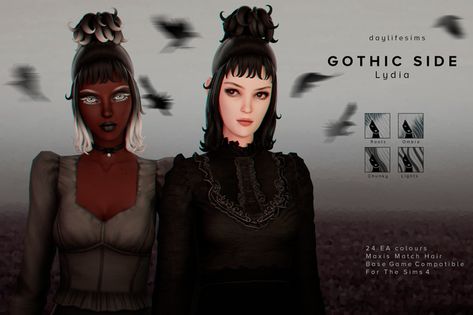 Gothic Cc Sims 4, Daylife Sims, Sims 4 Cc Goth, Sims 4 Challenges, Lydia Deetz, Goth Hair, Sims 4 Body Mods, Sims 4 Expansions, Sims 4 Mm