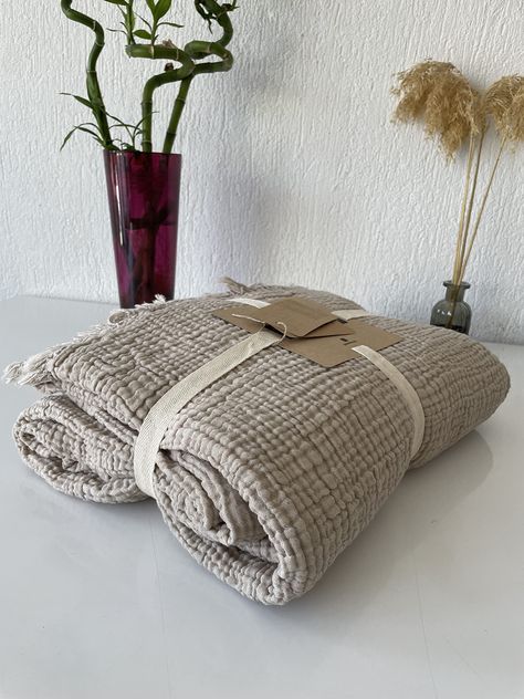 Beige Throws, Gauze Blanket, Bed Blankets, Muslin Blanket, Reversible Blanket, Muslin Blankets, Cotton Throw Blanket, Linen Duvet, Cotton Muslin