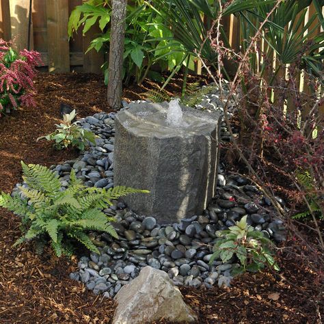 LiquidArt Fountains Klamath Basin Birdbath-style Bubbler Carolina Farmhouse, Stone Water Features, Diy Solar Fountain, Taman Air, Rock Fountain, Fountain Ideas, Pinterest Garden, Garden Water Fountains, Asian Landscape