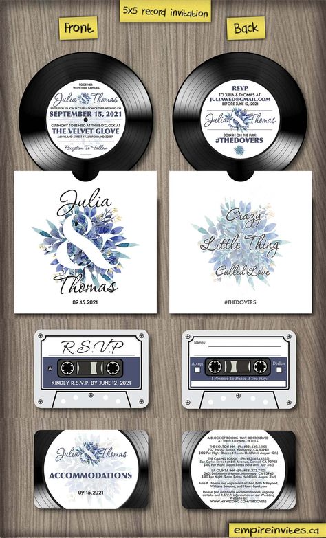 Record Wedding Invitations, Wedding Invitations Music Theme, Vinyl Wedding Invitations, Rock Wedding Invitations, Record Invitation, Music Themed Wedding Invitations, Music Wedding Invitations, Guitar Wedding, Best Wedding Invitations