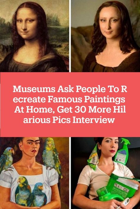 Museums Ask People To Recreate Famous Paintings At Home, Get 30 More Hilarious Pics Interview Recreate Famous Paintings, Untitled Film Stills, High School Art Lessons, Woman In Gold, J Paul Getty, Funny Paintings, Picasso Paintings, Stuck At Home, Famous Paintings