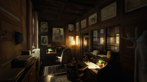 ArtStation - 1920's Police Office Victorian Police Station, Police Department Office, Lighting Mood, Adding Machine, Phone Booth, 1920s Art, Vintage Office, Police Station, Environment Concept Art