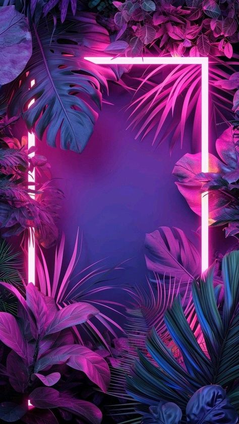 Iphone Neon Wallpaper, Neon Pink Wallpaper, Neon Frame, Neon Jungle, Space Phone Wallpaper, Neon Backgrounds, Background Pink, Iphone Wallpaper Hd Nature, Jungle Wallpaper