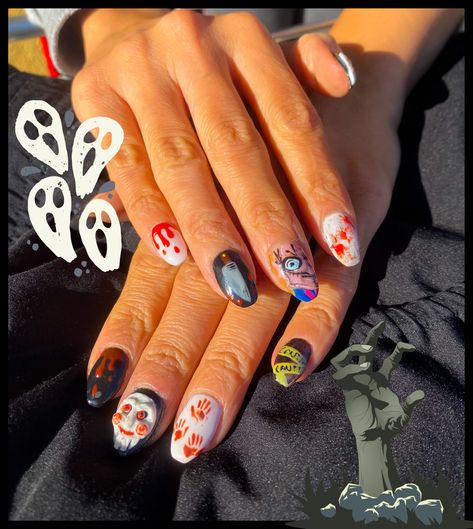 #halloween #nails #art #saw #horror Saw Nails, Saw Horror, Halloween Nail, Halloween Nail Art, Nails Art, Halloween Nails, Ants, Nail Art, Halloween