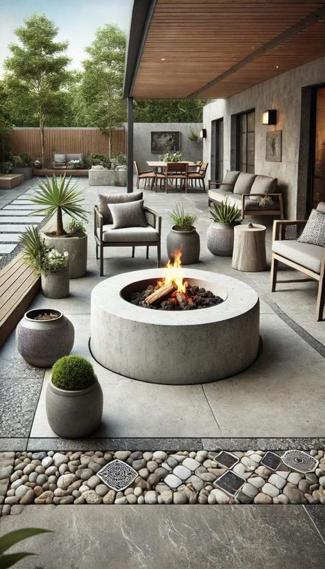 Rustic Fire Pit Ideas, Backyard Patio Makeover, Rustic Fire Pit, Cozy Fire Pit, Ham House, Outdoor Fire Pit Area, Outside Fire Pits, Home Backyard, Relaxing Backyard