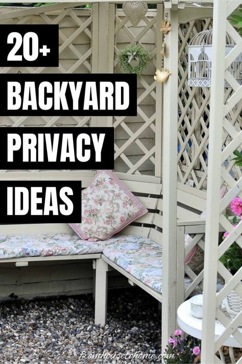 I love these backyard privacy ideas. Great ideas for pergolas, trellises, and privacy screens that will help to keep the neighbors from seeing into your yard. #fromhousetohome #gardenprivacy #gardendesign #gardenstructures  #gardening Vegetable Garden Layout Ideas, Lattice Privacy Fence, Backyard Privacy Ideas, Lattice Privacy Screen, Backyard Privacy Screen, Privacy Trellis, Yard Privacy, Privacy Ideas, Bamboo Privacy