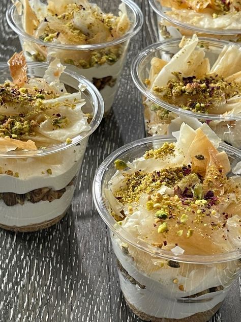 Baklava Cheesecake Cups, No Bake Baklava Cheesecake, Baklava Cheesecake Bites, Baklava Cups, Greek Cakes, Cheesecake Baklava, Baklava Recipe Easy, Greek Cake, 2024 Diary